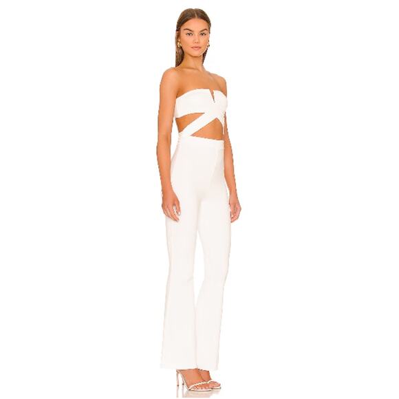 NBD Kieran Jumpsuit White Ivory Cut out Criss Cross medium - Picture 12 of 12